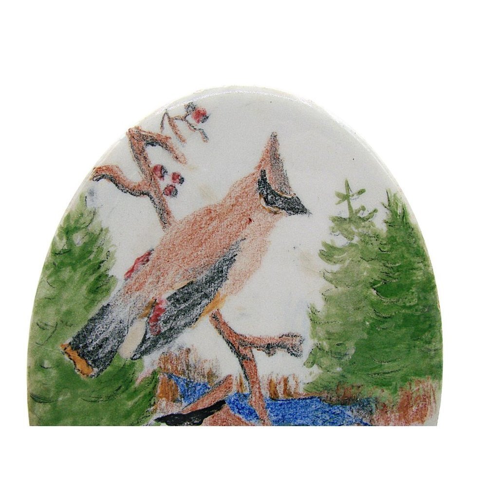 Vintage Wheeling Multicolor Cardinal Birds Outdoor Wildlife Scenery Tile Pottery - Picture 2 of 10